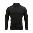 thumbnail image 1 of ZCFZJW Mens Long Sleeve Textured Polo Shirts Casual Fall Button Neckline Lapel Collar Pullover Sweater Tops Trendy Solid Color Basic Workout Tees Sweatshirt Black M, 1 of 8