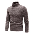 thumbnail image 1 of ZCFZJW Mens Mock Neck Sweaters Big and Tall Regular Fit Casual Fall Winter Ribbed Slim Fit Long Sleeve Turtleneck Pullover Sweater Tops Coffee M, 1 of 7
