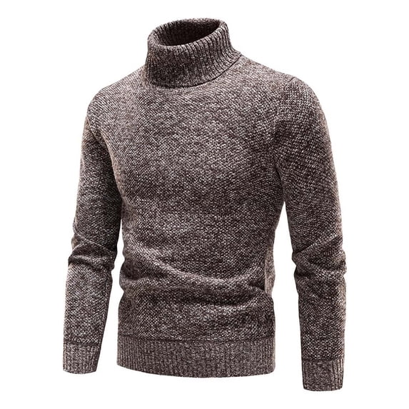 ZCFZJW Mens Mock Neck Sweaters Big and Tall Regular Fit Casual Fall Winter Ribbed Slim Fit Long Sleeve Turtleneck Pullover Sweater Tops Coffee M