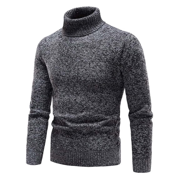 ZCFZJW Mens Mock Neck Sweaters Big and Tall Regular Fit Casual Fall Winter Ribbed Slim Fit Long Sleeve Turtleneck Pullover Sweater Tops Dark Gray XL