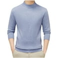 thumbnail image 1 of ZCFZJW Mens Mock Neck Sweaters Lightweight Casual Soft Slim Fit Basic Solid Color Long Sleeve Fall Winter Thick Warm Pullover Sweater Tops Light Blue L, 1 of 6