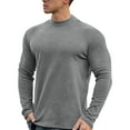 thumbnail image 1 of ZCFZJW Mens Mock Turtleneck T Shirts Long Sleeve Slim Fit Basic Shirts Casual Fall Winter Ribbed Knited Tops Thermal Pullover Undershirts Gray L, 1 of 6