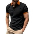 thumbnail image 1 of ZCFZJW Mens Muscle Fit T-Shirts Casual Patchwork Summer Short Sleeve 1/4 Zip up V Neck Pullover Tops Trendy Turndown Collar Workout Tshirt Black XXL, 1 of 6