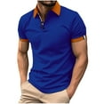 thumbnail image 1 of ZCFZJW Mens Muscle Fit T-Shirts Casual Patchwork Summer Short Sleeve 1/4 Zip up V Neck Pullover Tops Trendy Turndown Collar Workout Tshirt Blue S, 1 of 6