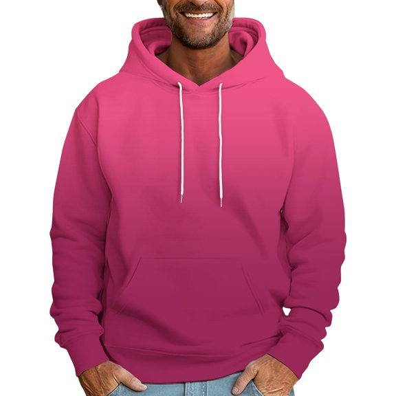ZCFZJW Mens Ombre Hoodie Tops Big and Tall Regular Fit Casual Tie Dye Gradient Print Long Sleeve Drawstring Hooded Pullover Sweatshirts Red XXXL