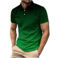 thumbnail image 1 of ZCFZJW Mens Ombre Shirts Casual 1/4 Button up V Neck Tie Dye Gradient Print Summer Short Sleeve Polo Shirts Lightweight Comfy Holiday T-Shirts Tops Green XXL, 1 of 6
