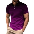 thumbnail image 1 of ZCFZJW Mens Ombre Shirts Casual 1/4 Button up V Neck Tie Dye Gradient Print Summer Short Sleeve Polo Shirts Lightweight Comfy Holiday T-Shirts Tops Purple XXL, 1 of 6