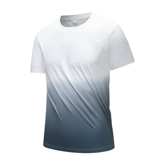 ZCFZJW Mens Ombre Tops Lightweight Quick Dry Casual Gradient Color Summer Short Sleeve Basic Crewneck Active T-Shirts Trendy Regular Fit Pullover White M