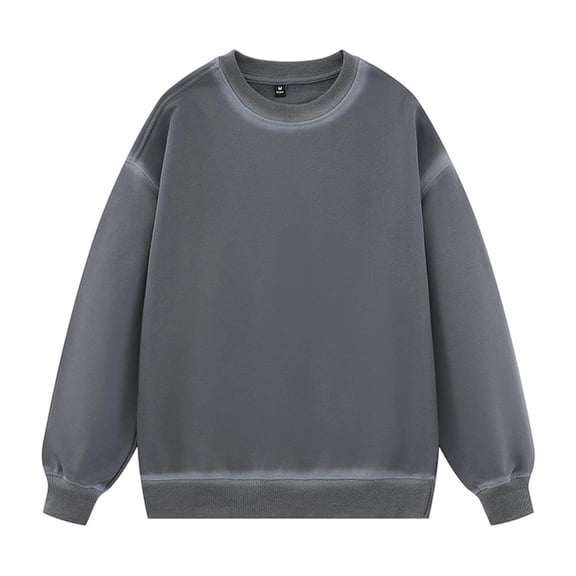 ZCFZJW Mens Oversized Pullover Tops Vintage Gradient Color Printed Long Sleeve Crewneck Acid Wash Sweatshirts for Men Streetwear Outfit Clothes Dark Gray XXL