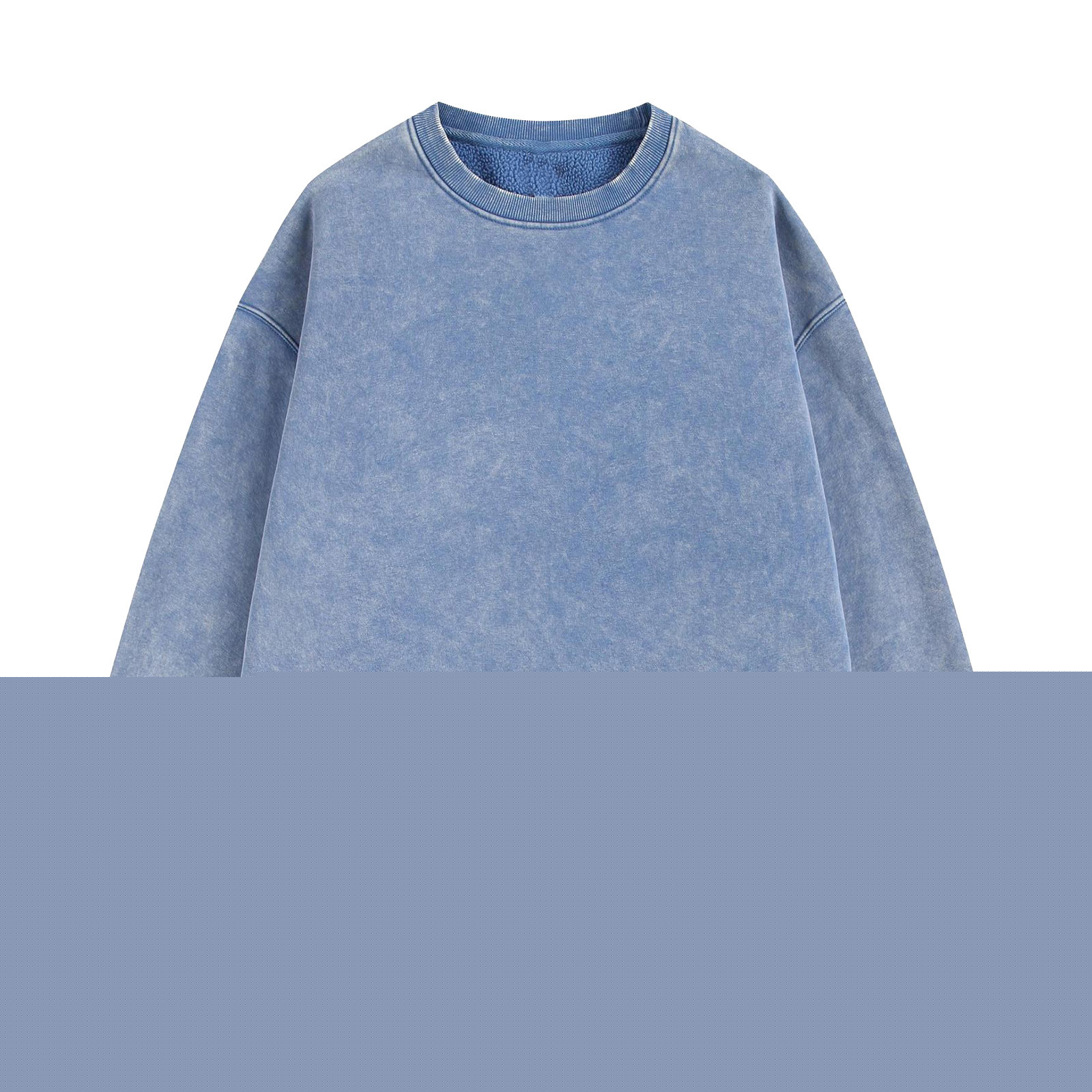ZCFZJW Mens Oversized Vintage Sweatshirts Lightweight Acid Wash Plain Long Sleeve Crewneck Sweatshirt Streetwear Unisex Distressed Couple Pullover Blue XXL