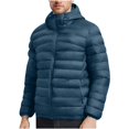 thumbnail image 1 of ZCFZJW Mens Packable Puffer Jacket Lightweight Full Zip up Long Sleeve Hooded Insulated Winter Coat Windproof Zipper Down Jacket with Pockets(Storage Bag is Inclueded) Navy XXL, 1 of 8