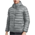 thumbnail image 1 of ZCFZJW Mens Packable Puffer Jacket Lightweight Full Zip up Long Sleeve Hooded Insulated Winter Coat Windproof Zipper Down Jacket with Pockets(Storage Bag is Inclueded) Gray S, 1 of 8