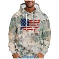 thumbnail image 1 of ZCFZJW Mens Patriotic Hoodie Tops Casual Camo US Flag Pattern Print Long Sleeve Drawstring Hooded Pullover Sweatshirts Loose Lightweight Graphic T-Shirts with Pockets Light Blue L, 1 of 5
