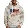 thumbnail image 1 of ZCFZJW Mens Patriotic Hoodie Tops Casual Camo US Flag Pattern Print Long Sleeve Drawstring Hooded Pullover Sweatshirts Loose Lightweight Graphic T-Shirts with Pockets Beige M, 1 of 4