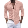 thumbnail image 1 of ZCFZJW Mens Plaid Button Down Shirt Long Sleeve Dress Shirts for Men Casual Wrinkle Free Regular Fit Work Business T-Shirt with Pocket Pink L, 1 of 4