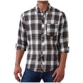 thumbnail image 1 of ZCFZJW Mens Plaid Button Down Flannel Shirts Big and Tall Regular Fit Casual Fall Shirt Jacket Long Sleeve Lapel Collared Work Business T-Shirts Tops with Pockets White XXXXL, 1 of 7