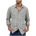 thumbnail image 1 of ZCFZJW Mens Plaid Button Down Flannel Shirts Big and Tall Regular Fit Casual Fall Shirt Jacket Long Sleeve Lapel Collared Work Business T-Shirts Tops with Pockets Yellow XXXL, 1 of 3