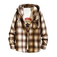 thumbnail image 1 of ZCFZJW Mens Plaid Flannel Hooded Shirts Cotton Long Sleeve Casual Regular Fit Button Down Lightweight Thin Hoodie Jacket Outwear Tops with Pockets Khaki XXXXL, 1 of 4