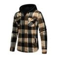 thumbnail image 1 of ZCFZJW Mens Plaid Hoodies Winter Zip Up Fleece Jacket Sherpa Fleece Lined Long Sleeve Thick Warm Flannel Shacket Jacket Coat with Double Chest Pockets Khaki XL, 1 of 5