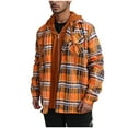 thumbnail image 1 of ZCFZJW Mens Plaid Quilted Lined Flannel Hooded Jackets Big and Tall Regular Fit Casual Fall Winter Thick Warm Long Sleeve Casual Button Down Shirt Jacket with Pockets Orange L, 1 of 5