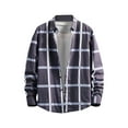 thumbnail image 1 of ZCFZJW Mens Plaid Shirts Casual Long Sleeve Button Down Cotton Leisure Shirt Lightweight Thin Flannel Jackets Tops Outwear with Pockets Z#02-Gray XXXXXL, 1 of 3