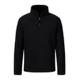 thumbnail image 1 of ZCFZJW Mens Plush Velvet Warm Polo Sweatshirts Casual 1/4 Zip up V Neck Stand Collar Solid Color Pullover Sweaters Loose Fit Cozy Outwear Coat Black L, 1 of 2