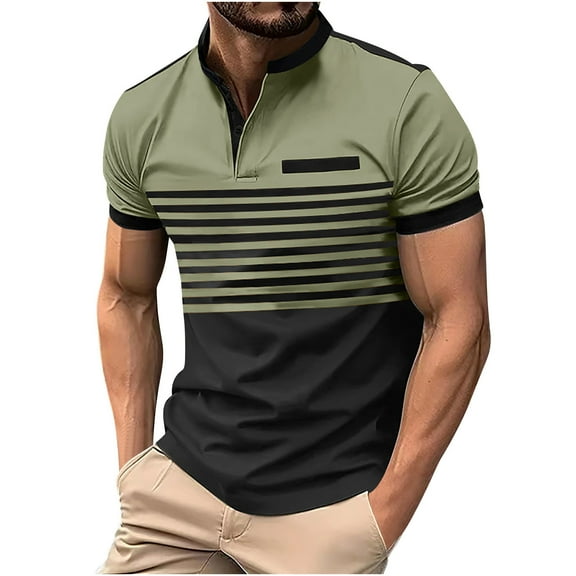 ZCFZJW Mens Polo Shirt Short Sleeve Sports Golf Tennis Shirts for Men Loose Lightweight Summer Collared Casual Regular Fit Workout T-Shirt Tops Army Green XXXL