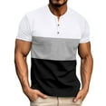 thumbnail image 1 of ZCFZJW Mens Polo Shirts Casual Summer Short Sleeve Striped Color Block Print Button Henley Tops Loose Lightweight Regular Fit Comfy Basic Tees Shirt Gray M, 1 of 7
