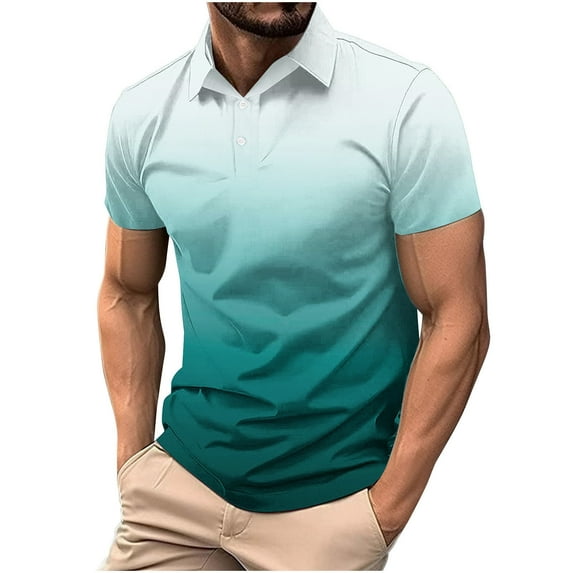 ZCFZJW Mens Polo Shirts Short Sleeve Casual Tie Dye Gradient Print Stylish Quick Dry Performance Designed Collared Golf Polo Shirts for Men Mint Green XXXXL