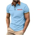 thumbnail image 1 of ZCFZJW Mens Polo Shirts Short Sleeve Regular Fit Fashion Designed Shirt Loose Lightweight Casual Solid Color Basic Workout T-Shirts Tops Sky Blue L, 1 of 5