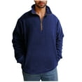 thumbnail image 1 of ZCFZJW Mens Quarter Zip Pullover Fleece Jacket Long Sleeve Plush Thick Warm Coats Winter Casual Stand Collar Athletic Sweatshirts Navy XL, 1 of 7