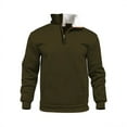 thumbnail image 1 of ZCFZJW Mens Quarter Zip Pullover Fleece Lined Sweatshirts Fall Winter Plush Thick Warm Long Sleeve Mock Neck Sweater with Kangaroo Pocket Army Green XL, 1 of 7