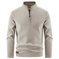 thumbnail image 1 of ZCFZJW Mens Quarter Zip Pullover Fleece Sweater Casual Fall Winter Thick Warm Long Sleeve Stand Collar Sweatshirt Lightweight Thermal Jacket Beige L, 1 of 4