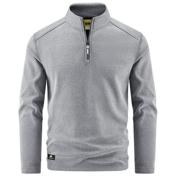 ZCFZJW Mens Quarter Zip Pullover Fleece Sweater Casual Fall Winter Thick Warm Long Sleeve Stand Collar Sweatshirt Lightweight Thermal Jacket Dark Gray XXXXL