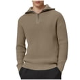 thumbnail image 1 of ZCFZJW Mens Quarter-Zip Pullover Sweater Casual Mock Neck Winter Warm Ribbed Knitted Long Sleeve Lapel Collared Polo Sweaters Khaki L, 1 of 10