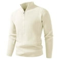 thumbnail image 1 of ZCFZJW Mens Quarter Zip Pullover Sweaters Trendy Fall Winter Mock Neck Slim Fit Lightweight Pullover Cable Knit Casual Jumper Sweater Tops Beige M, 1 of 3