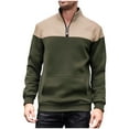 thumbnail image 1 of ZCFZJW Mens Quarter Zip up Pullover Sweatshirts Lightweight Relaxed Fit Colorblock Fall Shirts Casual Long Sleeve Mock Neck Athletic Golf Sweatshirt with Pockets Army Green XXXL, 1 of 7