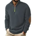 thumbnail image 1 of ZCFZJW Mens Quarter Zip Sweater Lightweight Slim Fit Mock Neck Pullover Casual Long Sleeve Textured Knitted Ribbed Athletic Sweaters with Elbow Patches Gray S, 1 of 6