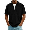 thumbnail image 1 of ZCFZJW Mens Quarter Zip Sweater Trendy Spring Summer Short Sleeve Mock Neck Pullover Ribbed Knit Casual Big and Tall Regular Fit Lightweight Pullover Sweaters Z-Black M, 1 of 8