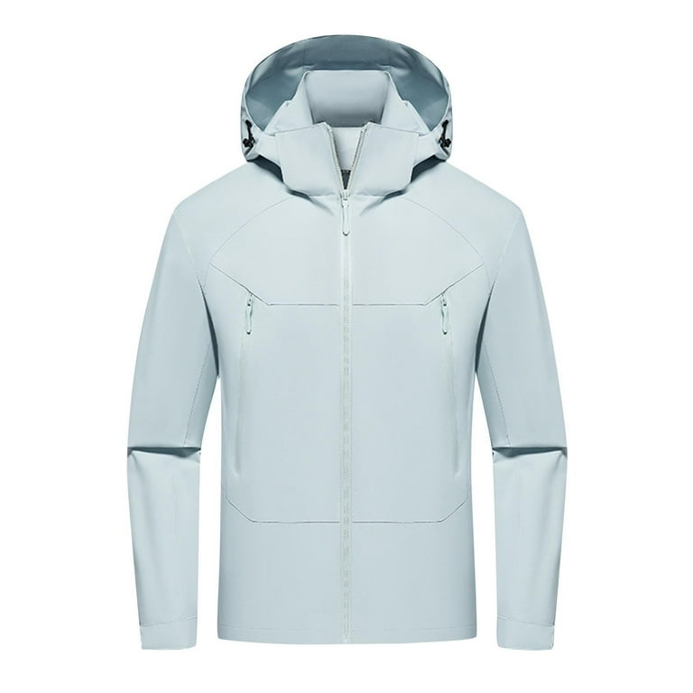 ZCFZJW Mens Rain Jacket Waterproof with Detachable Hood Trendy
