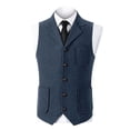 thumbnail image 1 of ZCFZJW Mens Retro Suit Vest Vintage Single Breasted Button Tweed Wool Regular Fit Dress Waistcoat Herringbone for Jacket Light Blue M, 1 of 5