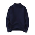 thumbnail image 1 of ZCFZJW Mens Sherpa Fleece Lined Thermal Sweaters Casual Fall Winter Thick Warm Long Sleeve Mock Neck Pullover Tops Plush Velvet Knit Sweatshirts Navy M, 1 of 4
