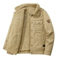thumbnail image 1 of ZCFZJW Mens Sherpa Fleece Lined Trucker Jackets Casual Long Sleeve Winter Thick Warm Coat Outwear Outdoor Bamber Jacket with Cargo Pockets Khaki XXXXXL, 1 of 5