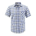thumbnail image 1 of ZCFZJW Mens Short Sleeve Button Down Shirts Casual Slim Fit Basic Striped Plaid Shirts Dress Work Business T-Shirts for Men Yellow XL, 1 of 6