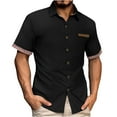 thumbnail image 1 of ZCFZJW Mens Short Sleeve Dress Shirts Casual Wrinkle Free Shirt Plaid Collar Summer Button Down Work Business Shirts Black XXL, 1 of 6