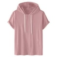 thumbnail image 1 of ZCFZJW Mens Short Sleeve Hooded Pullover Tops Lightweight Casual Drawstring Athletic Hoodie T-Shirts Trendy Solid Color Workout Sweatshirts Pink L, 1 of 6