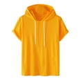 thumbnail image 1 of ZCFZJW Mens Short Sleeve Hooded Pullover Tops Lightweight Casual Drawstring Athletic Hoodie T-Shirts Trendy Solid Color Workout Sweatshirts Yellow L, 1 of 8