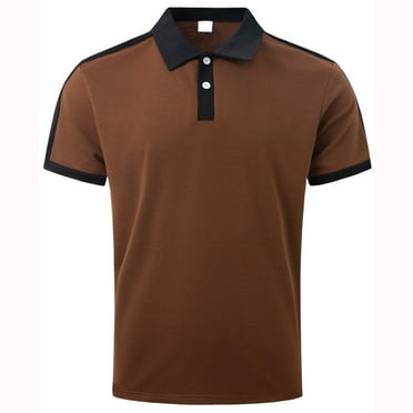 ZCFZJW Mens Short Sleeve Polo Shirts Quick Dry Breathable Performance Casual Solid Color Athletic Lightweight Stretch Golf T-Shirts Tops Coffee XXXL