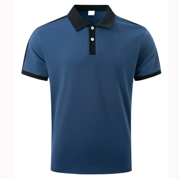 ZCFZJW Mens Short Sleeve Polo Shirts Quick Dry Breathable Performance Casual Solid Color Athletic Lightweight Stretch Golf T-Shirts Tops Navy XL
