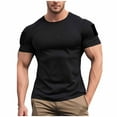 thumbnail image 1 of ZCFZJW Mens Short Sleeve T Shirt Summer Muscle Slim Fitted Basic Solid Color Crewneck Longline Tees Shirts for Gym Workout Fashion Clothes Black S, 1 of 8